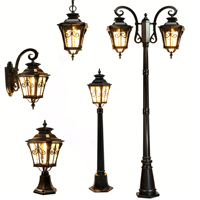 Lámpara de Columna LED Solar para Exteriores, Personalizable, Regulable, Impermeable IP65, 30W, Luz Blanca Cálida, Estilo Retro, de Aluminio, para Jardín