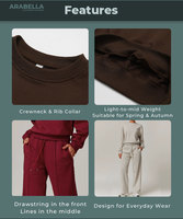 Ensemble de survêtements Arabella 2027 avec logo personnalisé, grande taille, respectueux de l'environnement, essentiels pour femmes, sweat-shirt à col rond en coton French Terry, pantalon de survêtement