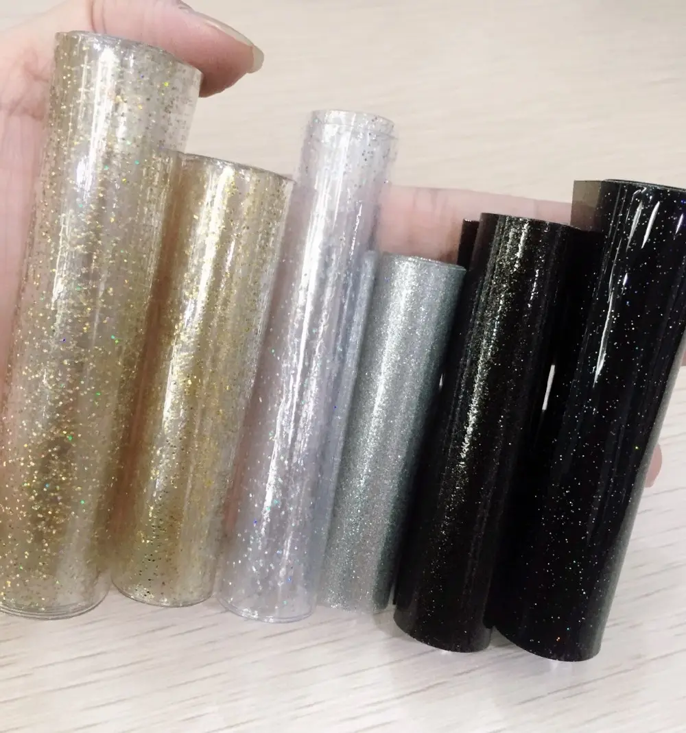 0.5mmGlitter Shiny Colored Transparent PVC SoftClear translucentfaux leather Roll for Making FashionBag/Shoe/Decoration/make up