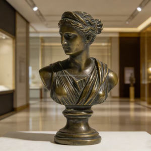 Buste de la déesse <span class=keywords><strong>Artemis</strong></span> en bronze, sculpture classique de la mythologie grecque pour une décoration de luxe - Product Image 2