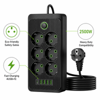 Multiprise multifonctionnelle robuste avec 6 prises USB et 4 ports USB-C, style russe/allemand, vente en gros d'usine