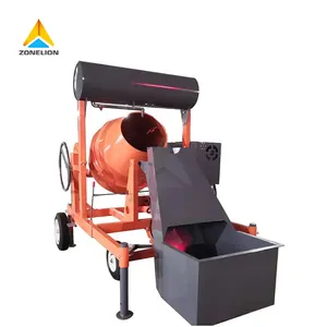 Hydraulic hopper diesel gasoline portable self loading concrete mixer machine with water tank
