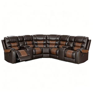 L Shape Air Leather Sectional <b>Sofa</b> <b>Set</b> With Reclining Function Contemporary Design For Living Room - Product Image 6
