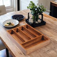 Bandeja de madera para cubiertos de 5 compartimentos, caja de almacenamiento de cubiertos, cajón de cocina, bandeja de madera de nogal para organizar cubiertos, almacenamiento de jarabe