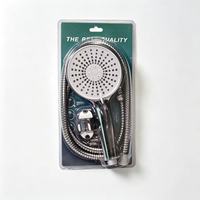 Ensemble de douche à main ABS chromé brossé, fonction simple, avec pommeau de douche, flexible de 1,5 m, support mural, pour massage, usage hôtelier et résidentiel