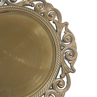 Assiettes de présentation dorées électroplaquées Woju Vintage 13 pouces en plastique avec bord festonné pour la location d'événements et la mise en table