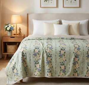 Edredón Moderno Lavable de Algodón con Estampado Floral, Ligero y Acolchado, para Hogar, Hotel y Venta al por Mayor - Product Image 1