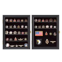 Boîte de présentation militaire en bois avec fenêtre pour pièces de collection, médailles, badges, rubans et insignes