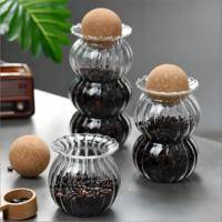Bocal en verre de cuisine avec couvercle sphérique décoratif en liège, hermétique et fiable, pour un stockage professionnel