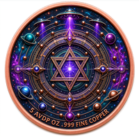 Pièce de monnaie en cuivre fin 5 AVDP OZ .999, pièce de monnaie extraterrestre en relief, thème spatial galactique OVNI, imprimée UV colorée, souvenir de collection en cuivre