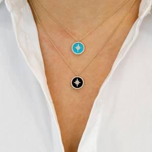 จี้สร้อยคอรูปดาวประดับเพชรทองคำ 18k: ประดับด้วยเทอร์ควอยซ์หรือออนิกซ์ - Product Image 6