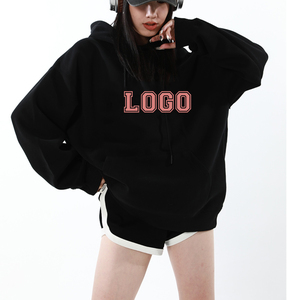 420gs Top Quality Heavyweight Customized Puff Printed Embroidery <b>Velvet</b> Oversized Drop Shoulder <b>Hoodie</b> for Women - Product Image 2