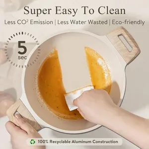 Set di pentole <span class=keywords><strong>in</strong></span> ceramica antiaderente <span class=keywords><strong>in</strong></span> 11 pezzi e pentole per zuppa <span class=keywords><strong>in</strong></span> stile americano per cucina a induzione eco-friendly - Product Image 6