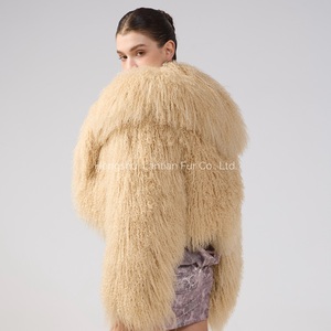 Custom Wholesale New Fashion Design Winter Jacket <strong>Green</strong> Real Mongolian Lamb <strong>Fur</strong> Coat Short Coats with Real <strong>Fur</strong> for Ladies - Product Image 2