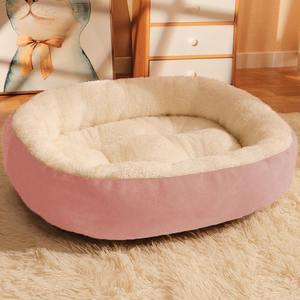 Luxus flauschige Kissen Plüsch Soft Donut Hunde bett Zubehör Wasch bare Beruhigung sofa Große benutzer definierte Katze Hund Haustier Bett - Product Image 1