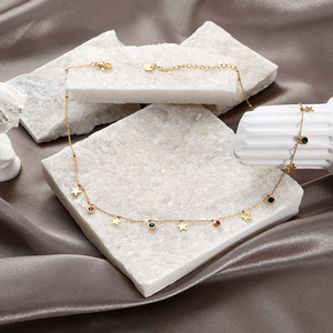 Collar de Clavícula de Acero Inoxidable Chapado en Oro con Estrella de Circonio para Mujer, Joyería de Moda de Lujo para Regalo de Cumpleaños - Product Image 1