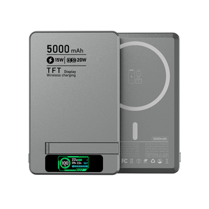 <span class=keywords><strong>Batterie</strong></span> <span class=keywords><strong>externe</strong></span> ultra-fine 10000 mAh avec logo personnalisé, charge magnétique, support et charge rapide sans fil - Product Image 1