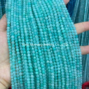 ลูกปัดพลอยสีน้ำเงินขนาด 2 มม. 3 มม. 4 มม. ทรงกลมเหลี่ยมเพชรพลอย อะความารีน อะมาโซไนต์ อะพาไทต์ หินธรรมชาติขนาดเล็กสำหรับทำเครื่องประดับ - Product Image 2
