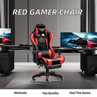 Chaise ergonomique et moderne confortable pour joueur sur ordinateur avec fonction de massage en cuir synthétique incliné et pivotant