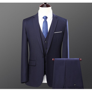 Costume d'affaires homme personnalisable, ensemble deux pièces haut de gamme, coupe ajustée, anti-plis, couleur unie - Product Image 2