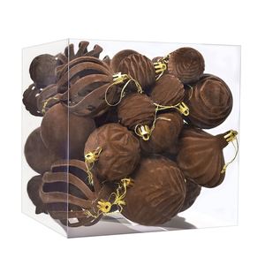 Bolas de Navidad Rojas Flocadas al por Mayor, 36 Piezas, Bolas Flocadas Irregulares, Adorno Colgante Navideño, Decoración para Ambiente Festivo - Product Image 1