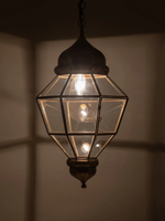 Lustre suspendu en fer KALUX Serene avec verre transparent, deux dômes dorés ornés, LED blanc chaud, moderne et simple, CRI 90, pour mosquée