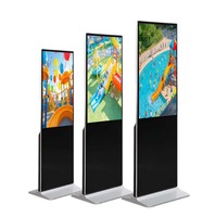 Pantalla de Animación IPS 4K de 55 Pulgadas, Máquina de Publicidad Interior con Soporte de Pie, Pantalla LCD Táctil, Señalización Digital