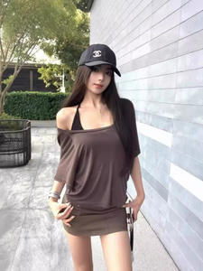 Camisetas sin mangas informales de verano para mujer, hermosa espalda Pat <span class=keywords><strong>Real</strong></span>, chaleco con cuello colgante, camisola de Color sólido, Top holgado con hombros descubiertos - Product Image 4