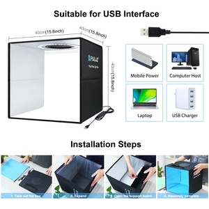 Article Vedette Kit Mini Studio <span class=keywords><strong>Photo</strong></span> Personnalisé 40cm, Boîte à Lumière LED Douce Pliable <span class=keywords><strong>pour</strong></span> Photographie avec Lightroom <span class=keywords><strong>pour</strong></span> Séances <span class=keywords><strong>Photo</strong></span> - Product Image 2