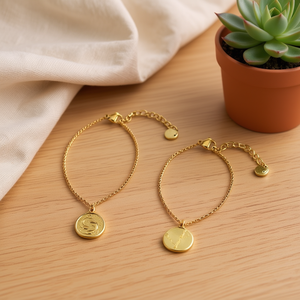 Stainless Steel <b>Bracelet</b> With Coin Pendant Gold Tone <b>Adjustable</b> Chain For Women Fashion Jewelry - Product Image 3