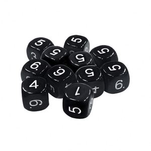 Vente en gros de dés noirs en acrylique de 16 mm D6 à coins arrondis, moins chers pour les jeux de société - Product Image 1