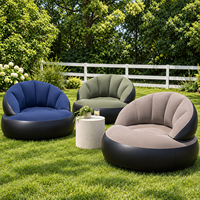 Fauteuil gonflable floqué rond, monoplace, pliable, pour le camping, les loisirs et la maison