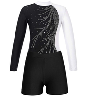 Ventes en gros de justaucorps de gymnastique rythmique bon marché, prêts à être expédiés, grandes tailles pour filles, manches longues, compétitions, tailles personnalisées