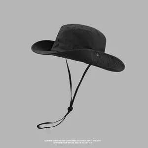 Summer Wholesale Custom Fisherman Hats Small Order Plain Wide Brim Designer Bucket Waterproof Hat With String For Men