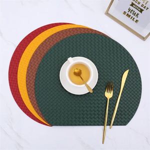 Pu Leather Weave Placemats Dining Elegant Table Round Place <b>Mats</b> Washable Anti Slip <b>Mat</b> for Home <b>Bar</b> Decor - Product Image 2