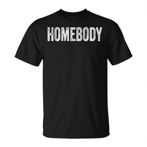 T-shirt Homebody nera in stile vintage effetto invecchiato, vestibilità unisex - Product Image 2
