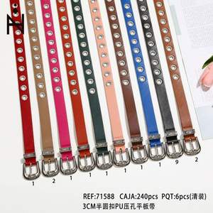 Ceinture en PU 2,5 cm avec boucle semi-circulaire et plaque plate embossée pour femmes et hommes, accessoires de mode - Product Image 2