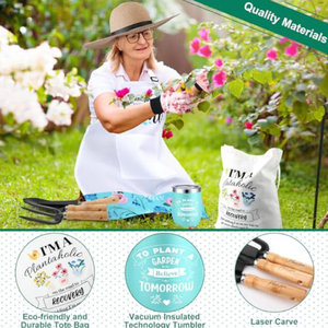Ensemble de <span class=keywords><strong>jardinage</strong></span> pour femmes de 10 pièces avec outils de plantation, chapeau de paille, tablier floral, gants, panier-cadeau et accessoires d'aspiration - Product Image 3