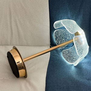 Modern Brass Table Lamp with Bell Crystal Ruffle Shade AC E26 Soft Warm White LED 2700K <b>Push</b> <b>Button</b> <b>Switch</b> for Bedroom Decor - Product Image 1