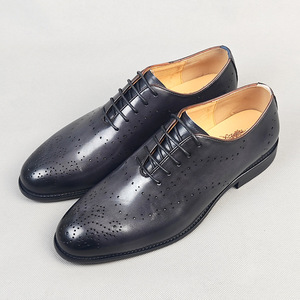 Chaussures Richelieu pour Hommes en Cuir Véritable, Bout Rond, à Lacets, Respirantes, pour le Bureau, Toutes Saisons, Semelle en Caoutchouc, Motif Uni - Product Image 1