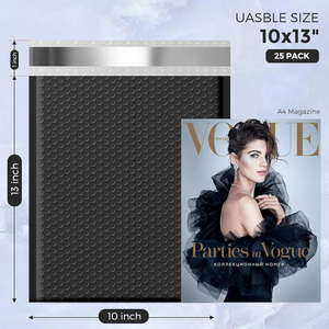 Confezione da 25 confezioni da 10x13 <span class=keywords><strong>buste</strong></span> imbottite <span class=keywords><strong>in</strong></span> <span class=keywords><strong>plastica</strong></span> nera a bolle impermeabili <span class=keywords><strong>in</strong></span> PE con <span class=keywords><strong>grandi</strong></span> custodie a bolle ammortizzanti - Product Image 3