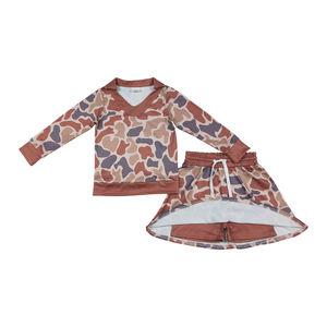 Nouvelle Collection Printemps 2026 : Ensemble Jupe et Haut Manches Longues Camouflage Marron pour Filles – Vêtements Décontractés en Gros, Doux et Tendance - Product Image 2
