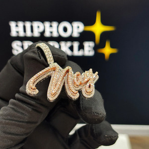 Pendentif personnalisé de haute qualité avec nom, 1,8 pouce, en argent 925 plaqué or rose, Moissanite, style Hip Hop Iced Out, bijou de luxe - Product Image 1