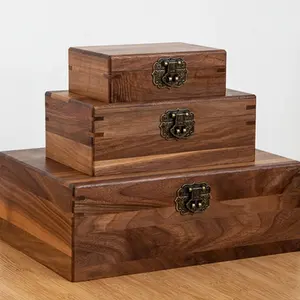 Boîte d'emballage en bois de stockage solide de différents styles de logo personnalisé