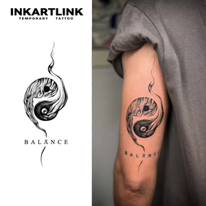 INKARTLINK Autocollant <span class=keywords><strong>de</strong></span> tatouage semi-permanent personnalisé Yin Yang Équilibre Artistique Corporel Imperméable Longue Durée 2 Semaines <span class=keywords><strong>Encre</strong></span> <span class=keywords><strong>Jagua</strong></span> - Product Image 1