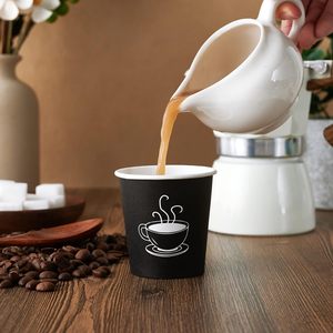 Vaso de Papel Kraft de Doble Pared de 8oz, Color Negro, con Tapa, Estampado en Caliente con Relieve y Lámina Dorada para Café - Product Image 3