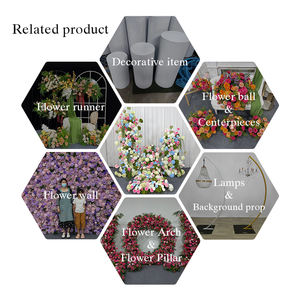 ฉากหลังดอกไม้ประดิษฐ์ทำมือจากผ้าไหมสีพาสเทลชมพู ฟ้า และขาว สำหรับตกแต่งสถานที่จัดงานแต่งงาน - Product Image 5