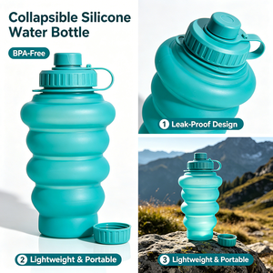 Food Grade Safe Leakproof Lightweight Collapsible Silicone Water Bottle - Product Image 2