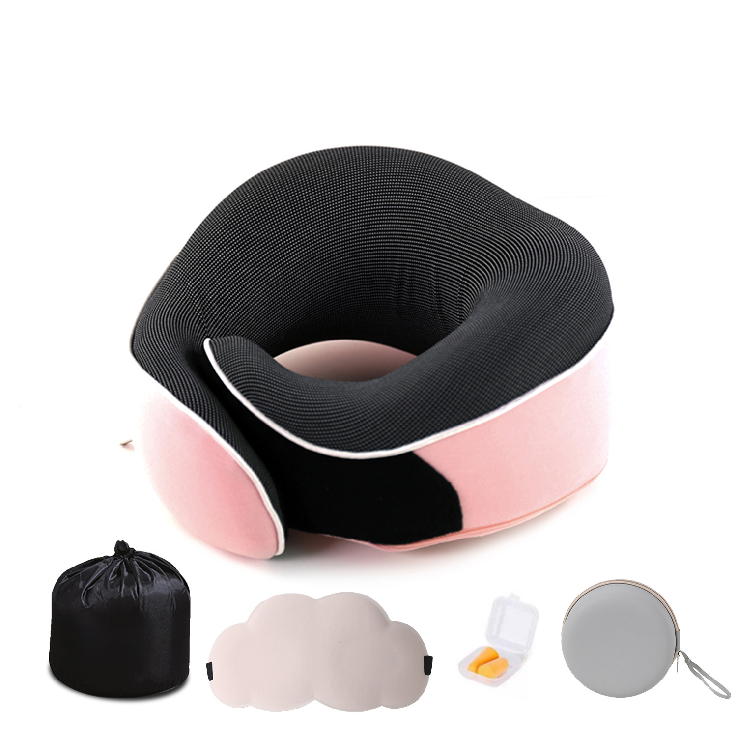 Masque pour les yeux rose, bouchons d'oreilles, coffret EVA
