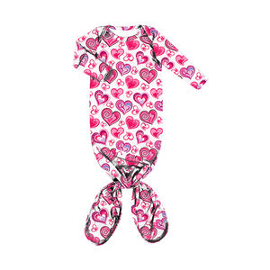 Robe pour bébé - Pyjamas noués pour nouveau-né pour bébé fille, doux, extensible, manches longues, robes pour bébé pour la Saint-Valentin <span class=keywords><strong>avec</strong></span> lien à nouer en bas - Product Image 5